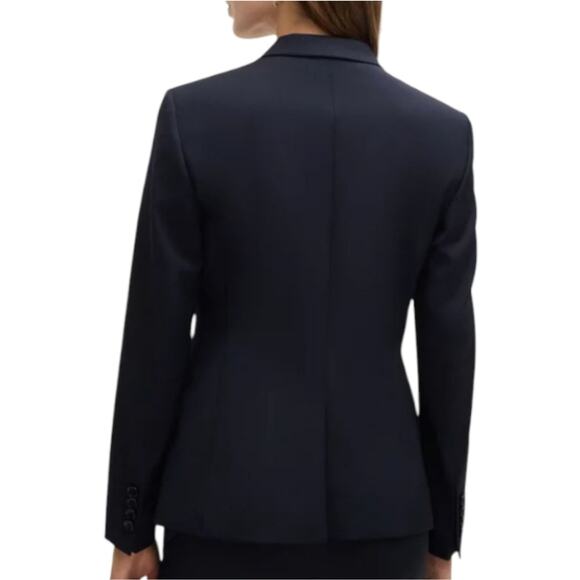 Hugo Boss Regular-fit blazer in Virgin Wool Women's Navy Blazer Size 0 New - Picture 2 of 15